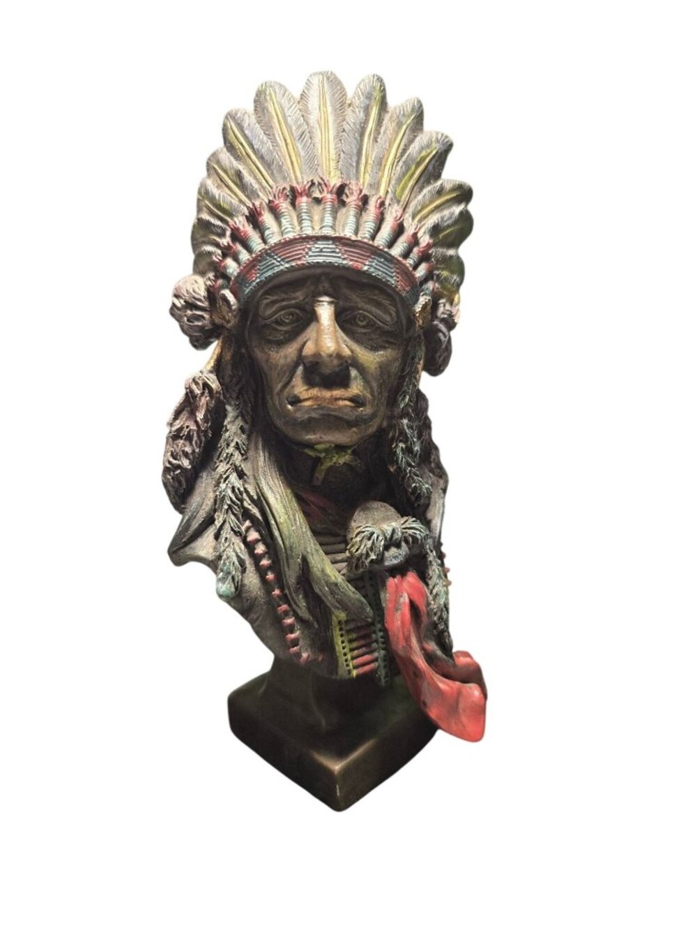 Vtg 1990s Southwestern Reflections Collection Faux Patina Bronze Chief Bust